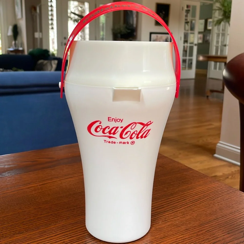 Vintage 80s Coke White Plastic Pitcher Red Handle Coca Cola Godfather’s Pizza - Picture 1 of 5